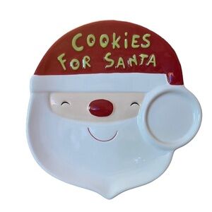 Christmas Eve "Cookies for Santa"  Santa Claus Face Ceramic Plate 10"
